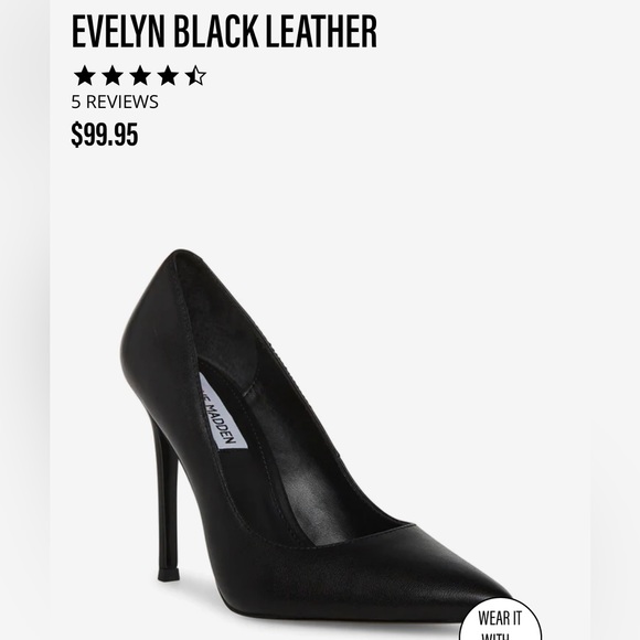 Steve Madden Evelyn Black Leather Heel - Picture 7 of 7
